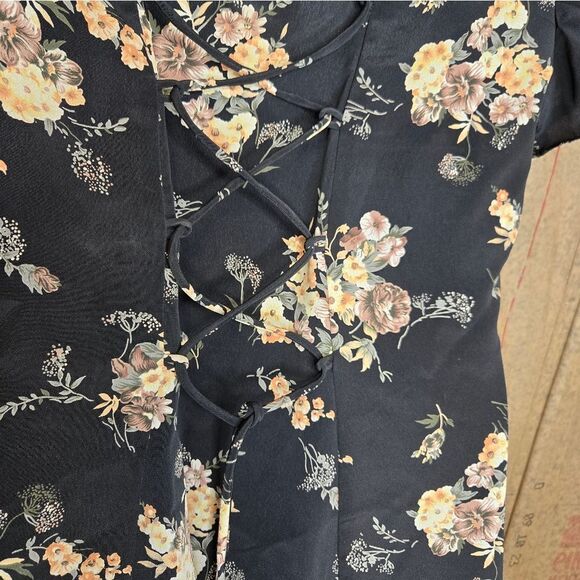 VINTAGE 90s dark floral cottagecore corset‎ back fit and flare grunge dress M - Picture 5 of 10